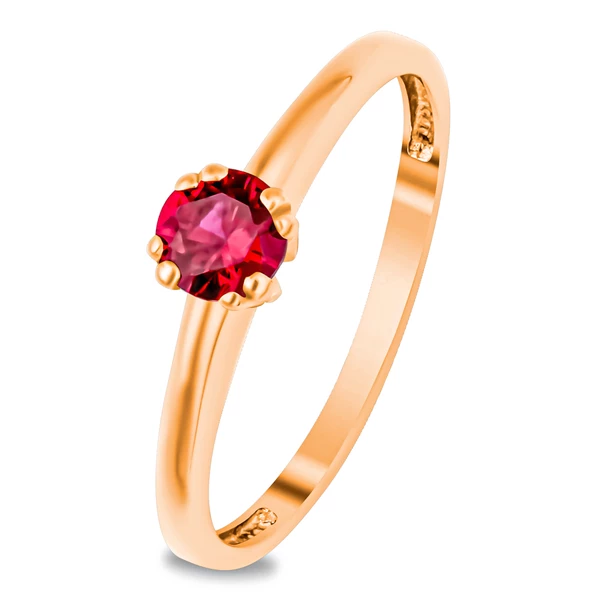 Кольцо с рубином синтетическим из красного золота 585 пробы 1