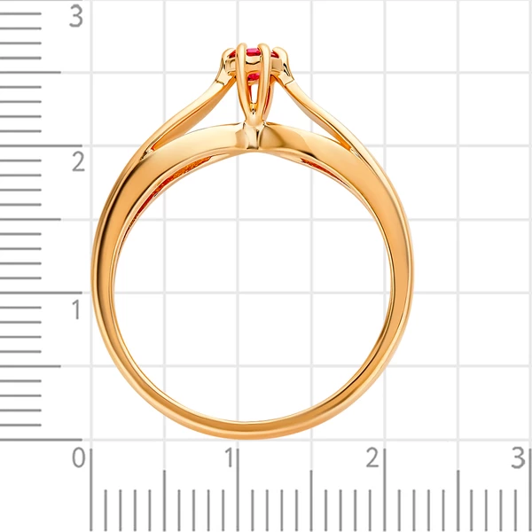 Кольцо с рубином синтетическим из красного золота 585 пробы