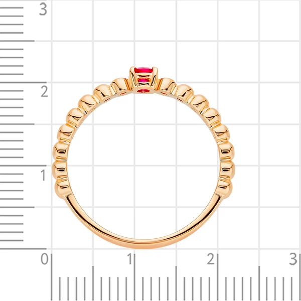 Кольцо с рубином синтетическим из красного золота 585 пробы