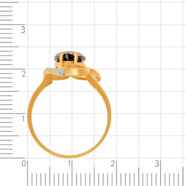 Кольцо с турмалином синтетическим и фианитами из красного золота 585 пробы