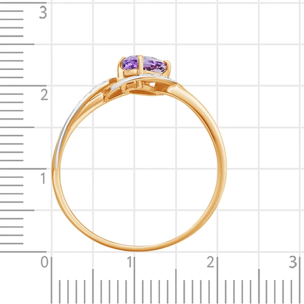 Кольцо с аметистом и фианитами из красного золота 585 пробы 4