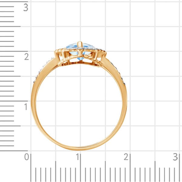 Кольцо с топазом и фианитами из красного золота 585 пробы