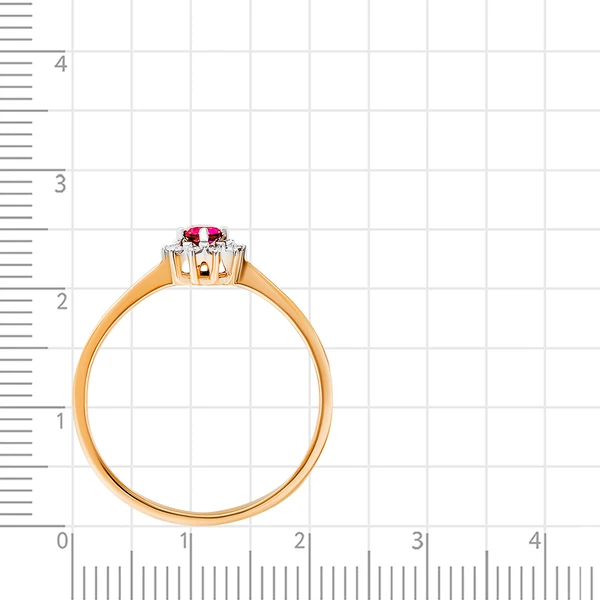 Кольцо с рубином синтетическим и бриллиантами из красного золота 585 пробы 4