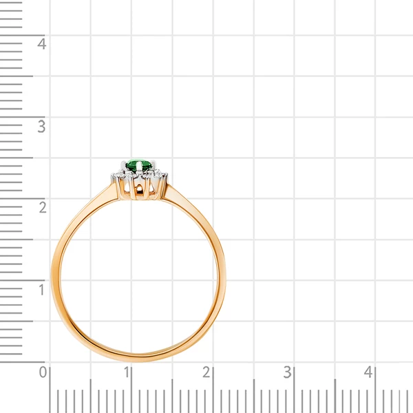Кольцо с изумрудом синтетическим и бриллиантами из красного золота 585 пробы 3