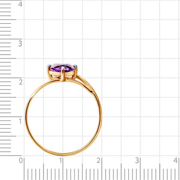 Кольцо с аметистом из красного золота 585 пробы