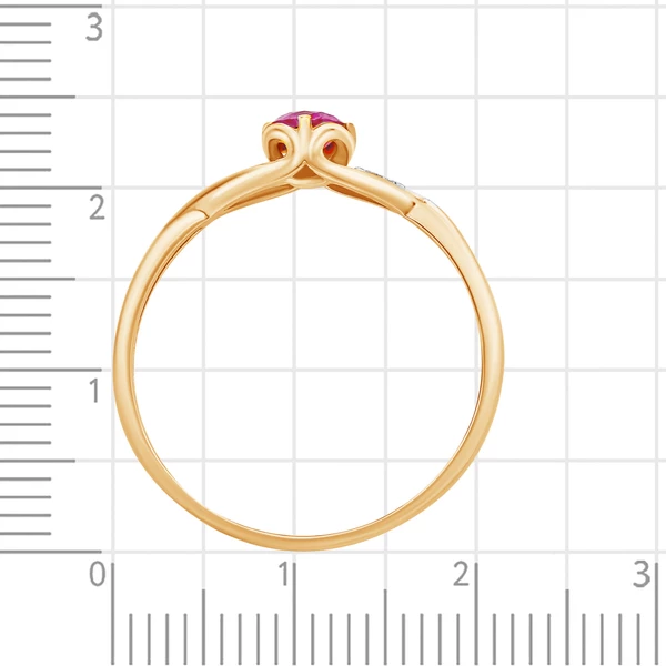 Кольцо с рубином синтетическим и бриллиантами из красного золота 585 пробы 4