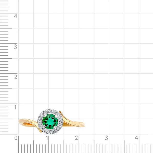 Кольцо с гидротермальным изумрудом и бриллиантами из красного золота 585 пробы