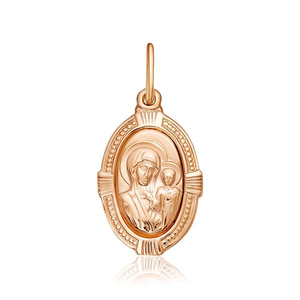 Икона Казанская из красного золота 585 пробы