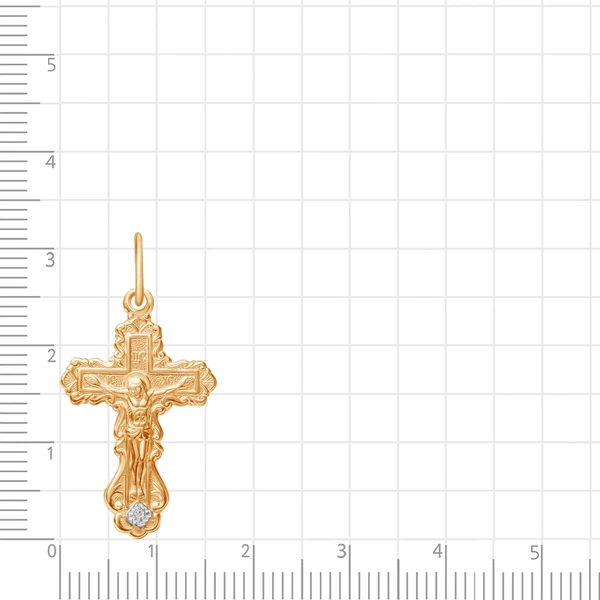 Крестик с фианитом из красного золота 375 пробы 3