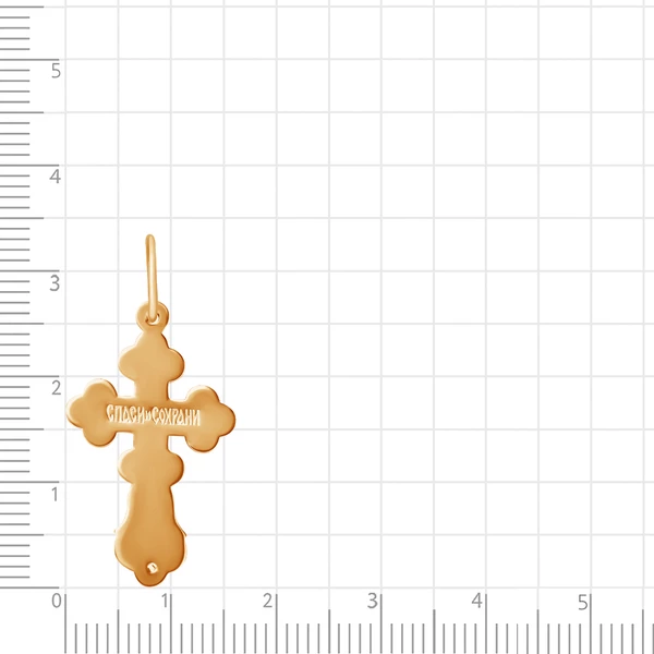 Крестик с фианитом из красного золота 585 пробы 2