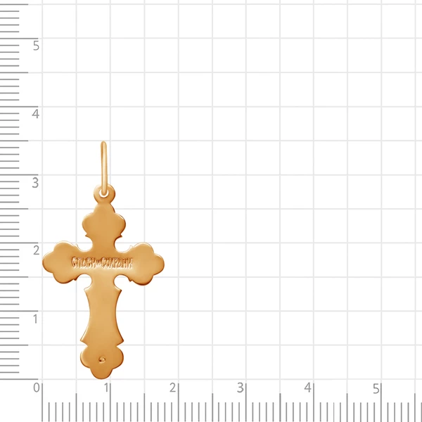 Крестик с фианитом из красного золота 585 пробы 2