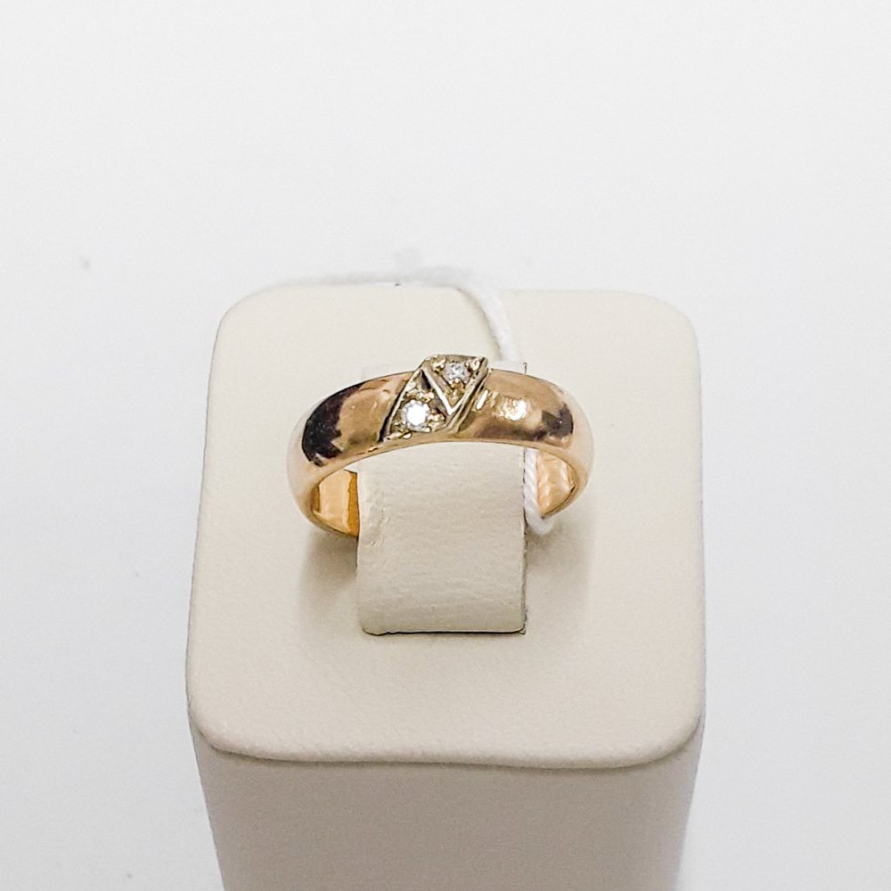 Кольцо обручальное с бриллиантами из красного золота 583 пробы