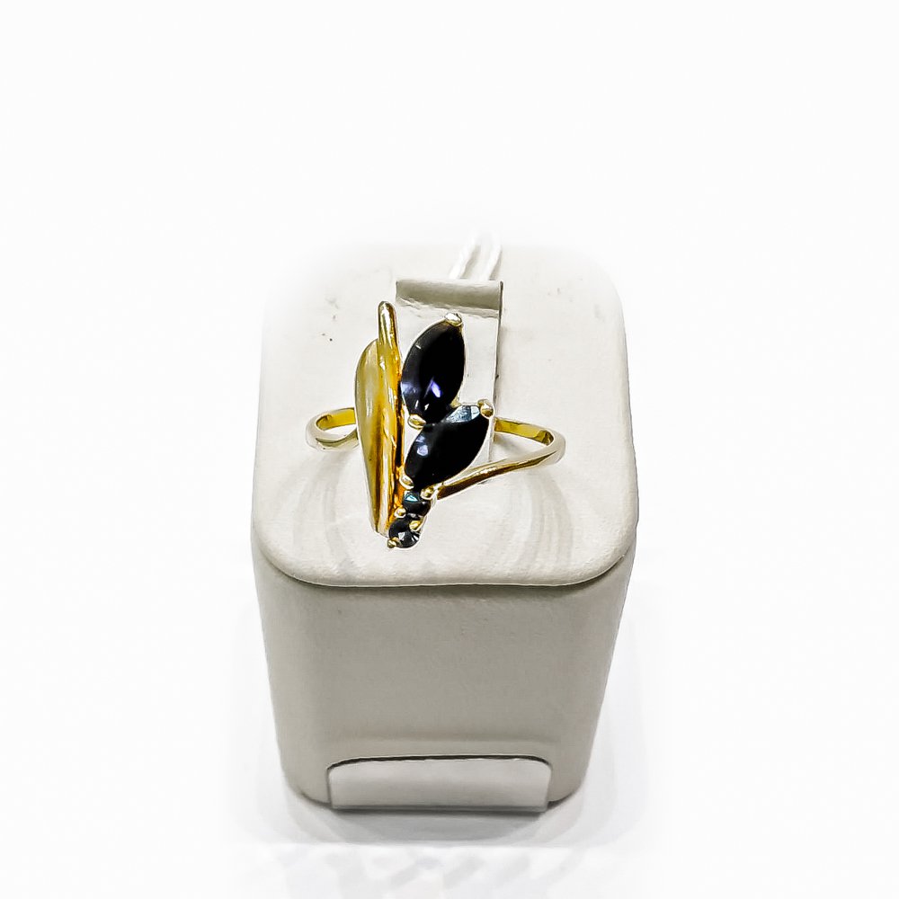 Кольцо с сапфирами из желтого золота 585 пробы