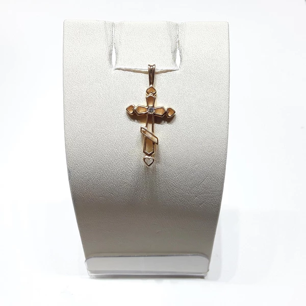 Крестик с бриллиантом из красного золота 585 пробы 1
