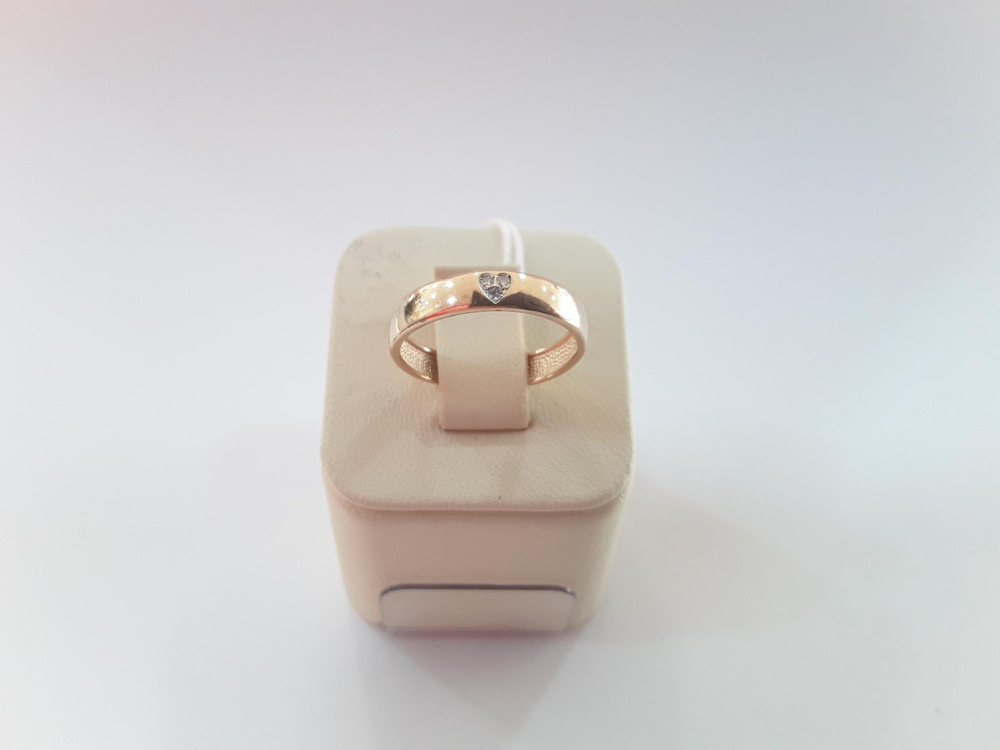 Кольцо обручальное с бриллиантами из красного золота 585 пробы
