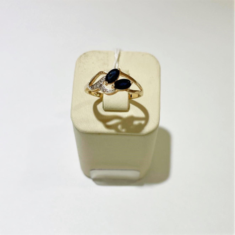Кольцо с сапфирами и бриллиантами из белого золота 585 пробы