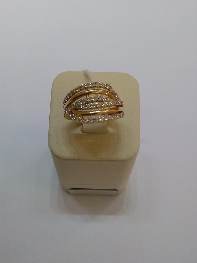Кольцо с изумрудами и бриллиантами из желтого золота 585 пробы