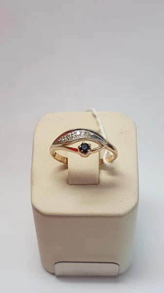 Кольцо с сапфиром и бриллиантами из красного золота 585 пробы 1