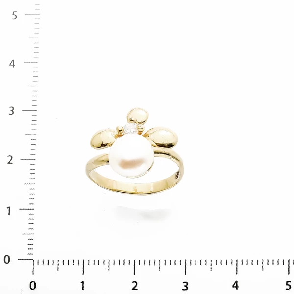 Кольцо с жемчугом из желтого золота 585 пробы 1