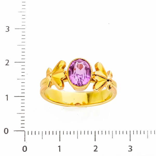 Кольцо с фианитом из желтого золота 583 пробы