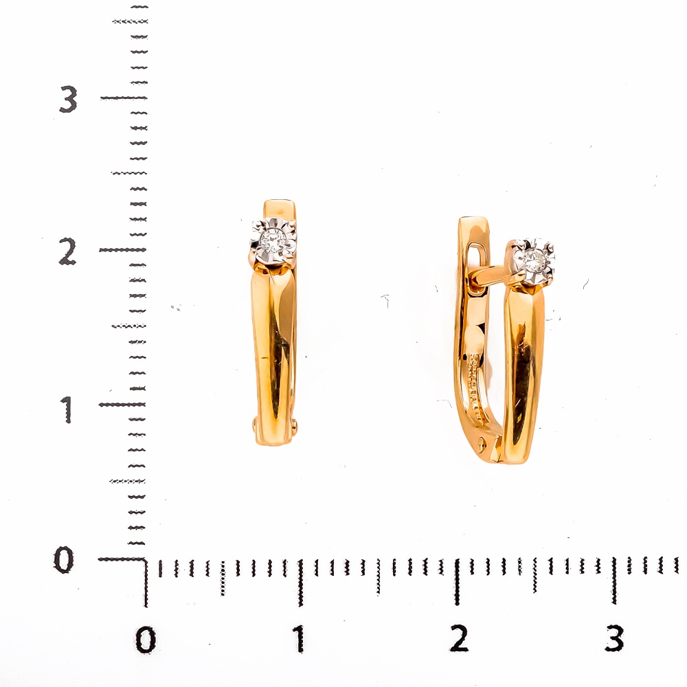 Серьги с бриллиантами из комбинированного золота 585 пробы