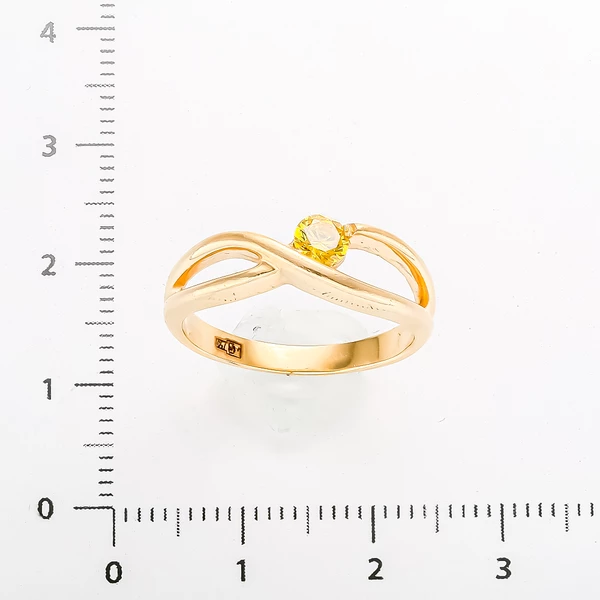 Кольцо с фианитом из желтого золота 750 пробы 1