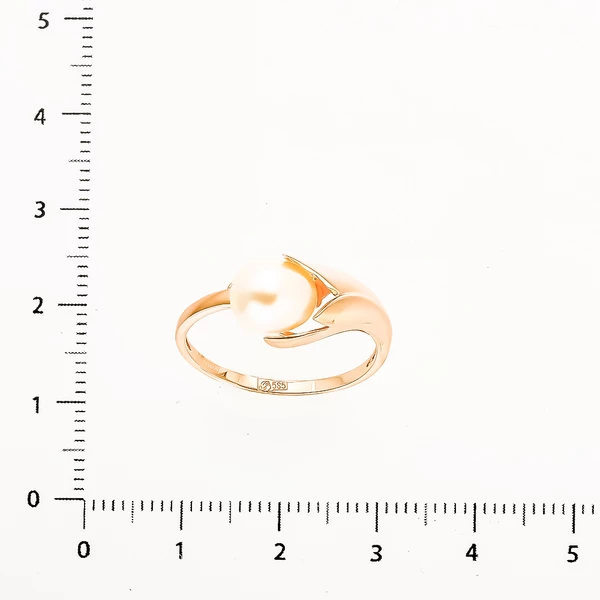 Кольцо с культивированным жемчугом из красного золота 585 пробы