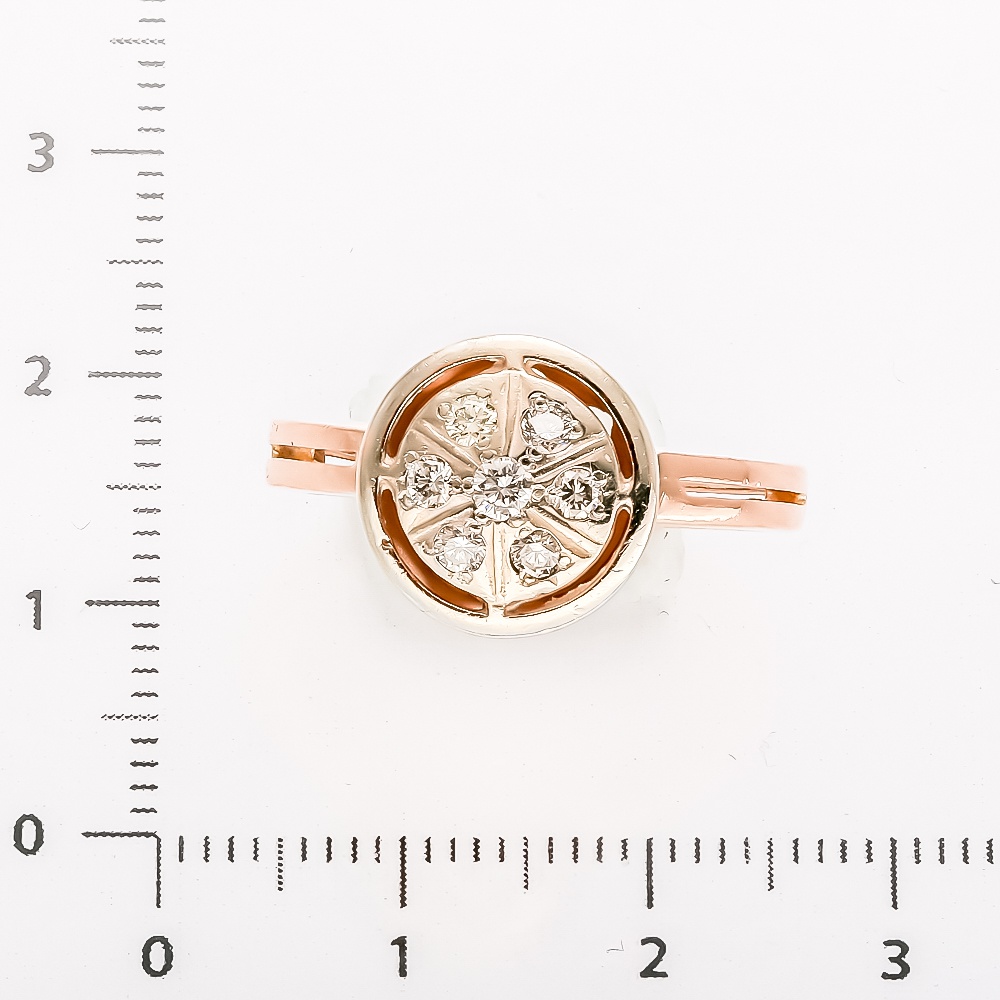 Кольцо с бриллиантами из комбинированного золота 585 пробы