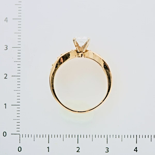 Кольцо с фианитом из желтого золота 585 пробы 3
