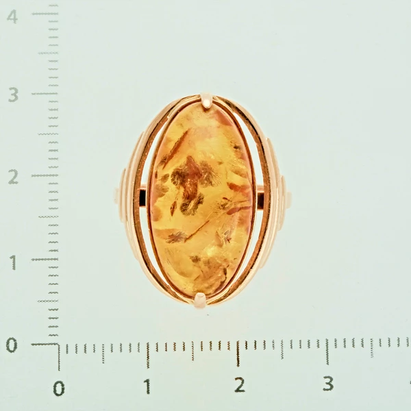 Кольцо с янтарем из красного золота 583 пробы 2