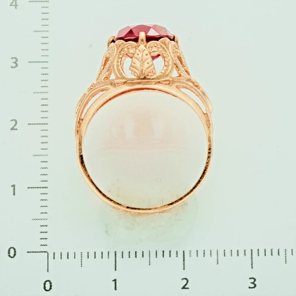 Кольцо с фианитом из красного золота 583 пробы