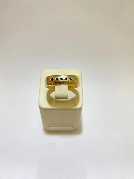 Кольцо с сапфиром синтетическим из красного золота 585 пробы