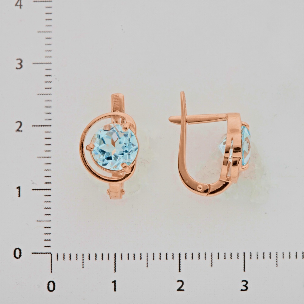 Серьги с фианитом из красного золота 585 пробы
