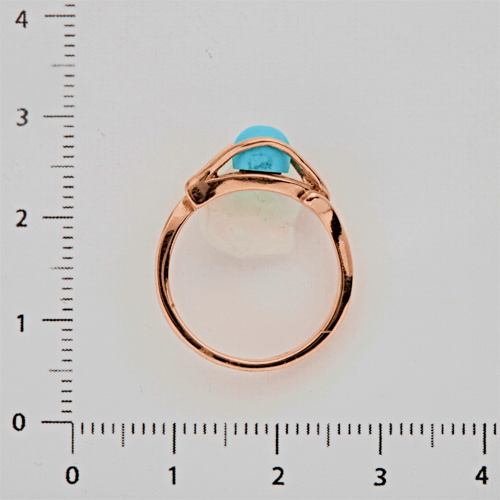 Кольцо с бирюзой из красного золота 585 пробы