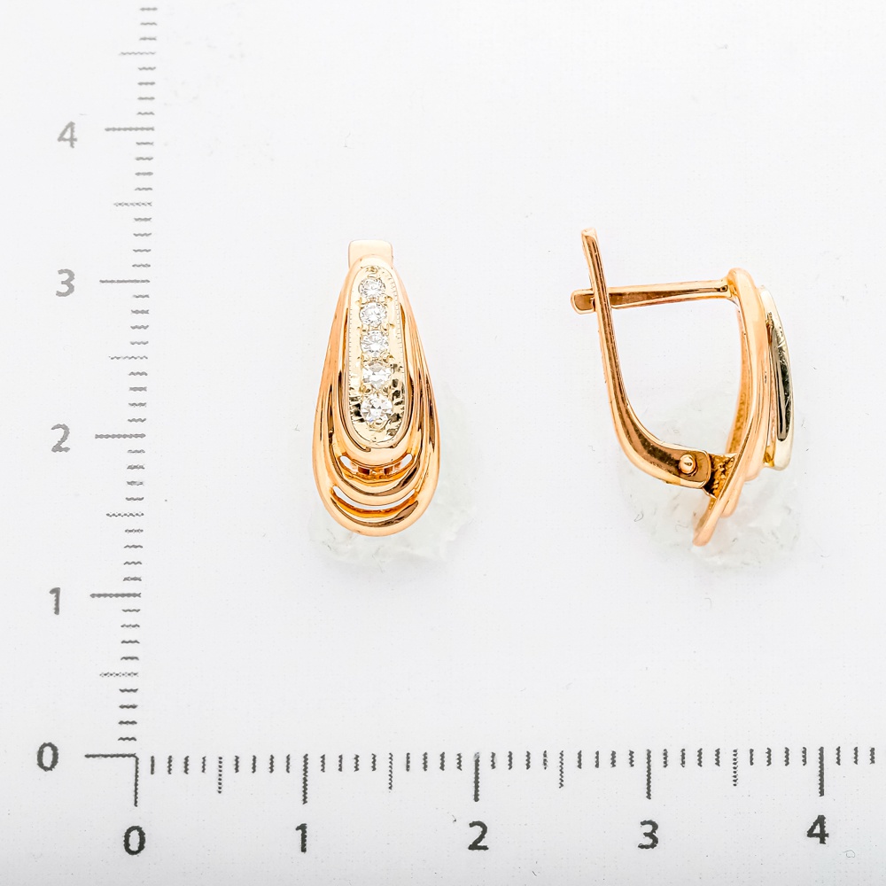 Серьги с бриллиантом из красного золота 585 пробы