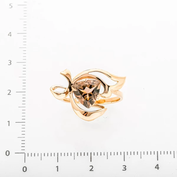 Кольцо с раух-топазом из красного золота 585 пробы 2
