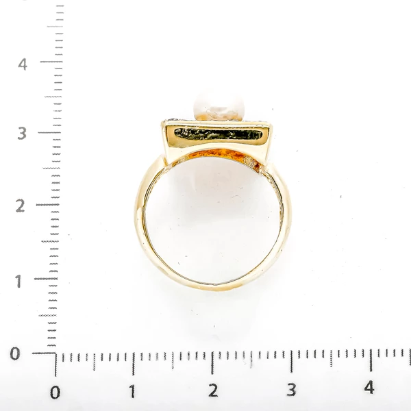 Кольцо с жемчугом из желтого золота 585 пробы 3