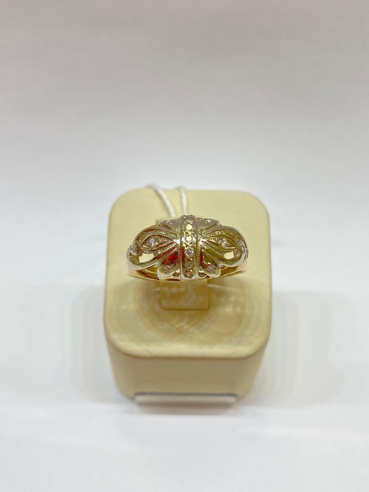 Кольцо с фианитом из красного золота 500 пробы
