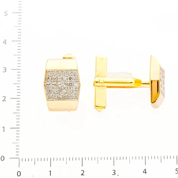 Запонки с бриллиантом из желтого золота 750 пробы 2