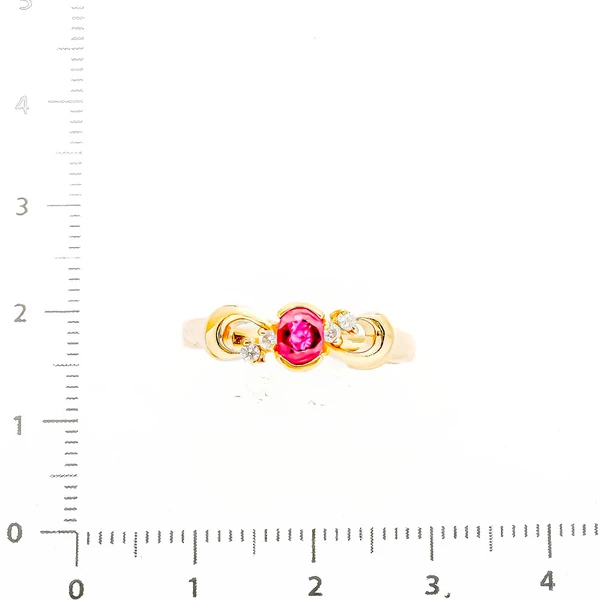 Кольцо с рубином из желтого золота 585 пробы 2
