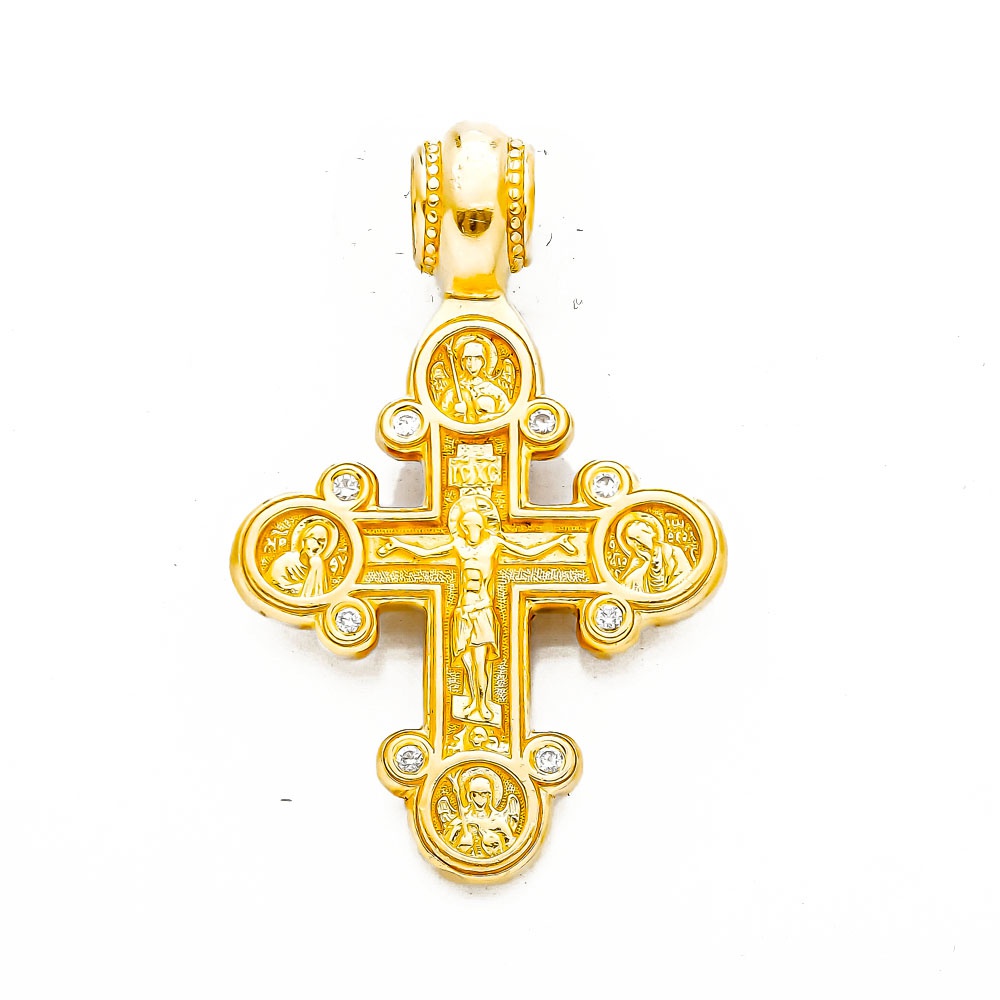 Крестик с бриллиантом из желтого золота 750 пробы