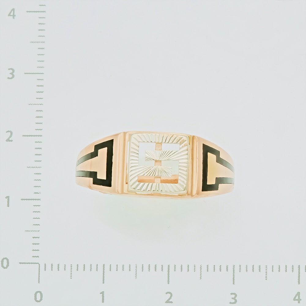 Кольцо с эмалью из красного золота 585 пробы