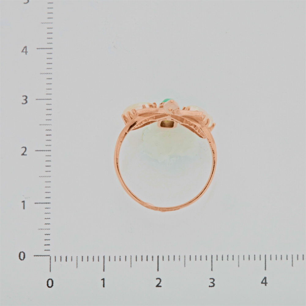 Кольцо с изумрудом синтетическим из красного золота 585 пробы