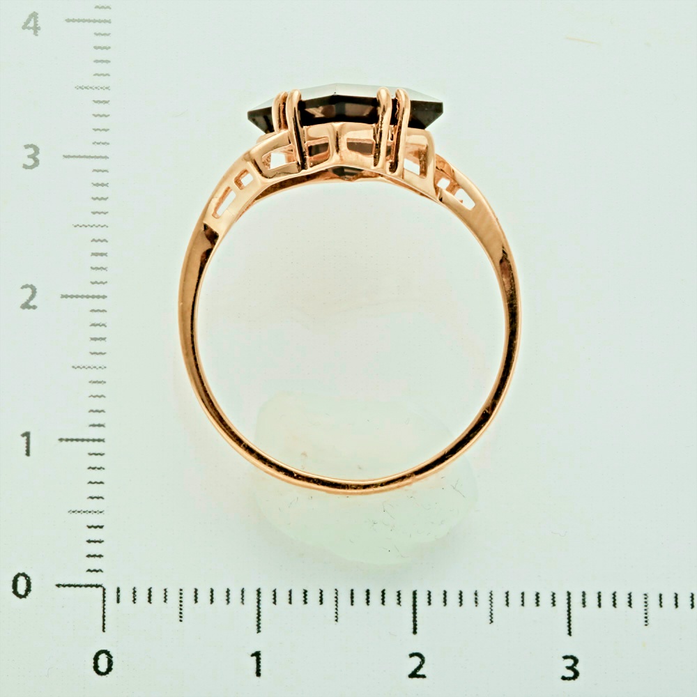 Кольцо с раух-топазом из красного золота 585 пробы