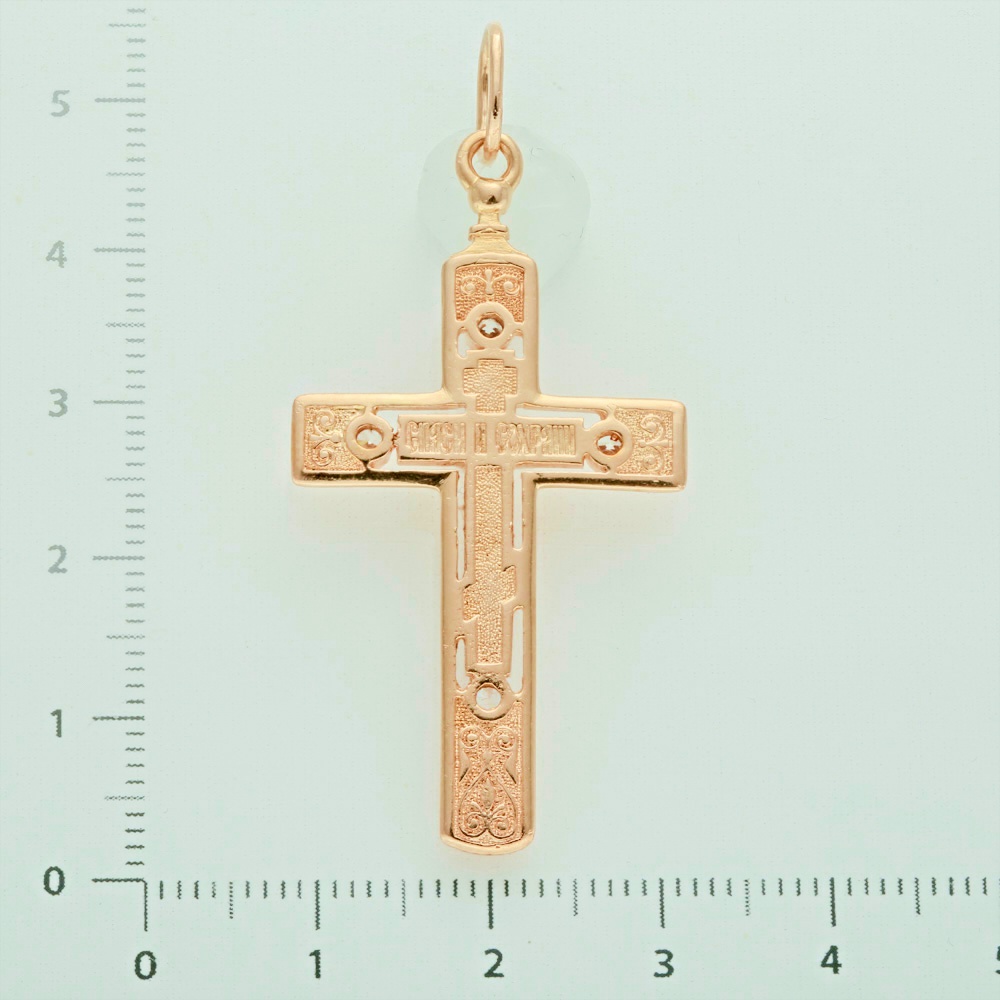 Крестик с фианитом из красного золота 583 пробы