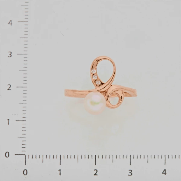Кольцо с жемчугом из красного золота 585 пробы 2