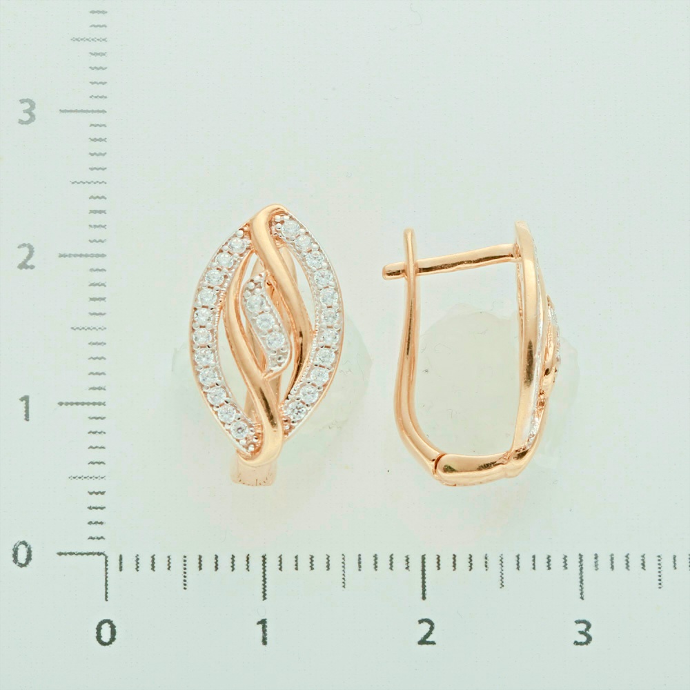 Серьги с фианитом из красного золота 585 пробы
