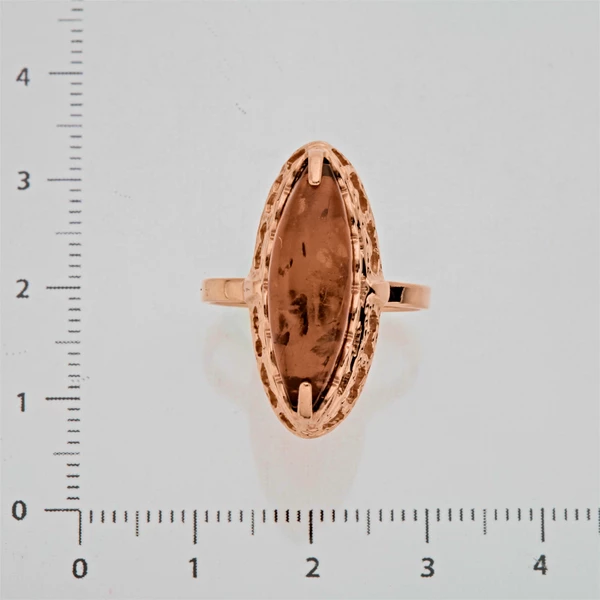 Кольцо с янтарем из красного золота 585 пробы 2