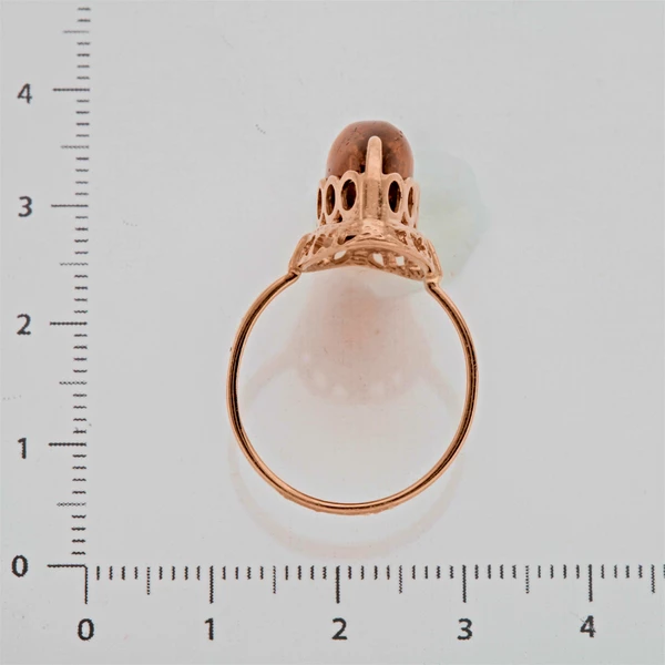 Кольцо с янтарем из красного золота 585 пробы 3