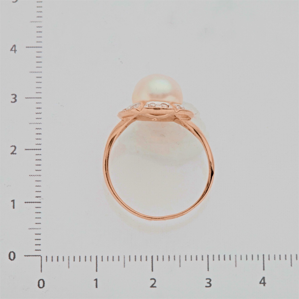 Кольцо с жемчугом из комбинированного золота 585 пробы